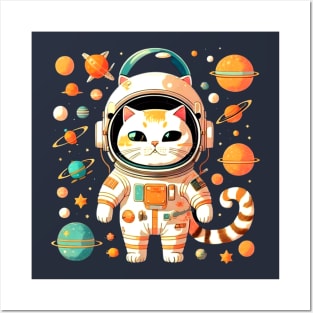 Funny Astronaut Cat at the Space Posters and Art